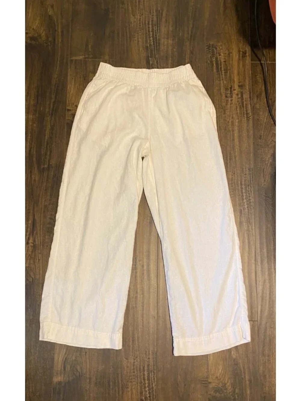 Old Navy Women’s S Off White Pants Linen Blend Wide-Leg Pull On Casual Comfy
